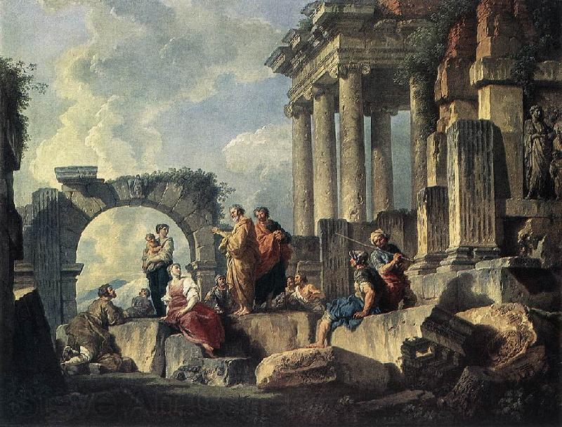 PANNINI, Giovanni Paolo Apostle Paul Preaching on the Ruins af Norge oil painting art